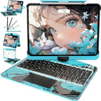 Intermerge Clear A16 11th (2025) & 10th Generation 10.9" Case with Keyboard, 360° Transparent Multi-Touch Trackpad, 7-Color RGB Keyboard, Pencil Holder, Type-C, Power Indicator, Aqua Pulse