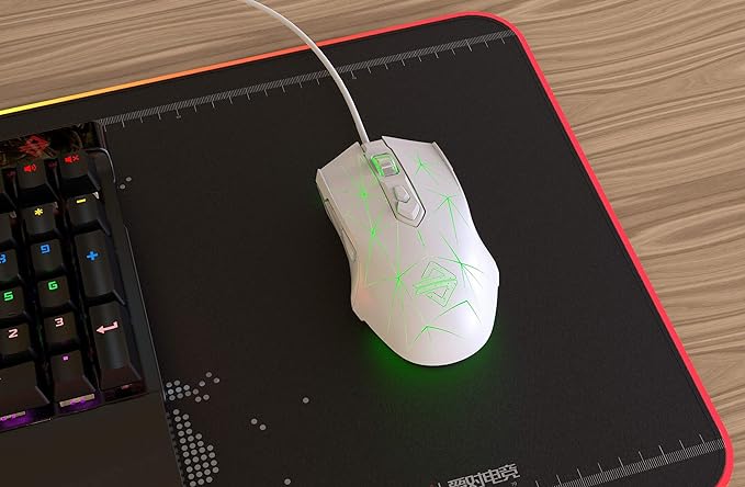 FIRSTBLOOD ONLY GAME. AJ52 Watcher RGB Gaming Mouse, Programmable 7 Buttons, Ergonomic LED Backlit USB Gamer Mice Computer Laptop PC, for Windows Mac Linux OS, Star White
