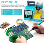 90w Soldering Station, Electronic Digital Display Soldering Iron Station Kit with 3 Presets Modes, 356℉～896℉,°C/°F Conversion,Sleep Mode, 5 Extra Solder Iron Tips,Solder Sucker,Soldering Wire,Tweezers