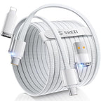 SHEZI 4-in-1 USB C Cable Compatible with Lightning Cable 240W Fast Charging & Data Transfer, Support to CarPlay & Android Auto, 5FT Multi Cords Charger for iPhone/iPad/Samsung/MacBook, White