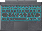 MoKo Microsoft Surface Pro 7/Pro 6/Surface Pro 5 (Pro 2017)/Pro 4/Pro 3 Type Cover, Ultra-Slim Wireless Bluetooth Keyboard with Trackpad, 7-Color LED Backlit, Built-in Rechargeable Battery, Gray