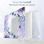 May Chen Compatible with MacBook Pro 13 inch Case 2022 2021 2020 Release Models A2338 M2 M1 A2251 A2289, Plastic Hard Shell Case for MacBook Pro 13 Inch with Touch Bar, Watercolor Purple Floral