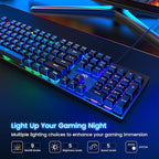 RisoPhy Mechanical Gaming Keyboard, RGB 104 Keys Ultra-Slim LED Backlit USB Wired Keyboard with Blue Switch, Durable Abs Keycaps/Anti-Ghosting/Spill-Resistant Computer Keyboard for PC Mac Xbox Gamer