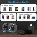 45W Super Fast Charger Type C, [2 Pack] 45 Watt USB-C Charger PD/PPS Wall Charging Block for Samsung Galaxy S25 Ultra/S25+/S25/S24/S23 Ultra/S23+/S22 Ultra/S22+/S20 Ultra, Tab S8(with 2X 8ft Cable)