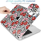 MEEgoodo for MacBook Air 13.3 inch Case 2021 2020 2019 2018 A2337 M1 A2179 A1932, Laptop Shell for MacBook Air M1 with Keyboard Webcam Cover & Trackpad Film & Type C Adapter,Leopard & Cherry