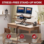 SANODESK Standing Desk Converter with Electric Motor 42" Height Adjustable Riser for Office Home,Dual Monitor and Laptop Workstation with Large Keyboard Tray,Rustic Color