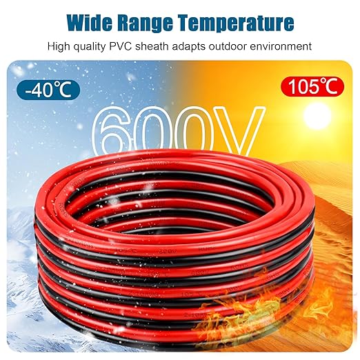 8 Gauge Wire 2 Conductors Copper Wire, 8 AWG Battery Cable Oxygen Free Copper Wire for Solar Panel, Automotive, Trailer, RV and Speaker (8 Gauge 10FT)