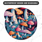ITNRSIIET Round Mouse Pad with Stitched Edge Premium-Textured Waterproof Non-Slip Rubber Base Desktop Protection Mat Diameter 8.7 inches, Pretty Mushroom