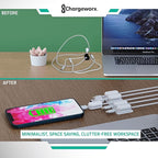 Magnetic Cable Clips [10-Pack] – Chargeworx Cord Organizer for Desk, Nightstand, Car, Wall – Strong Adhesive Wire Holder for USB-C, Lightning, Micro-USB – Tangle-Free, Snap-On, Easy Cable Management