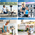Phone Tripod, 70" Selfie Stick Tripod Stand Cell Phone Tripods with Remote Phone Holder Carry Bag, Aluminum Alloy Selfie Stick Tripods, Compatible with iPhone Samsung GoPro Smartphone