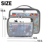 holay 4 Packs PVC Zippered Blocks Set, Toy, Clay, Board game Storage Organizer Case (Name Tag, Manual Pocket) (Gray, Small, Large)