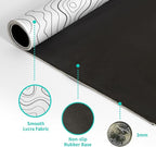 Topographic Contour White Gaming Mouse Pad XL Geographic Map Lines Extended Big Large Desk Mat Non-Slip Rubber Base Stitched Edge Long Keyboard Mousepad for PC Computer Laptop,31.5x11.8 Inch