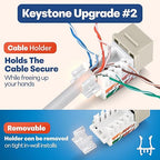 Everest 45° Angled RJ45 Cat6A Keystone Jacks 50-Pack in Ivory - Slim Profile Female RJ45 Connectors - Cat 6A Keystone Jack - Compatible with 45° Angled Speed Termination Tool - 45Term (B0BL3GS7ZY)