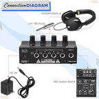 Pyle 4-Channel Portable Stereo Headphone Amplifier - Professional Multi Channel Mini Earphone Splitter Amp w/ 4 ¼” Balanced TRS Headphones Output Jack and 1/4" TRS Audio Input For Sound Mixer