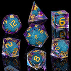 ARUOHHA Liquid Core DND Dice Set, 7pcs Resin Sharp Edged Dice RPG Purple Polyhedral D and D Dice with Gift Box, Role Playing Dice Set D20 D12 D10 D8 D6 D4
