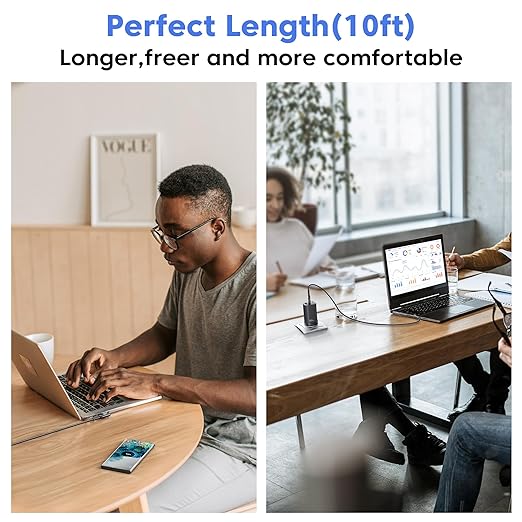 USB to USB C Cable [10ft, 2Pack ] USB A to Type C Right Angle Charger Cord 90 Degree Braided Fast Charging for iPhone 16/15/15 Plus/15 Pro/15 Pro Max/Samsung Galaxy S10 S10+, A15 A25, LG V30, Switch