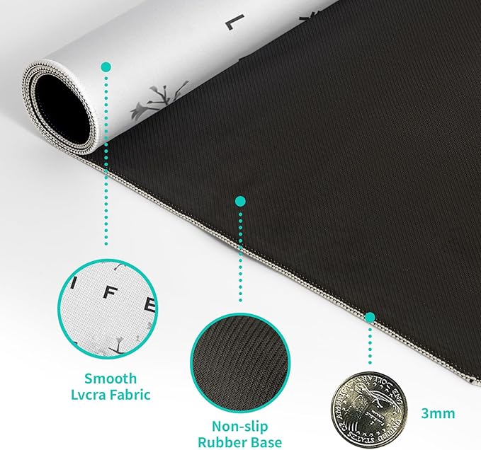 Black and White Mouse Pad 31.5 X 11.8 Inch Japanese Cherry Blossom Extended Large Mouse Mat Non-Slip Rubber Mousepad Stitched Edges Keyboard Mouse Mat Desk Pad for Office Home Game