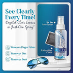 Purity Eyeglass Lens Cleaner Kit - 3 x 1oz Travel Size Lens Cleaner Spray Bottle + 2 Microfiber Cleaning Cloths - Safe for All Lenses (AR Coated Included), Eyeglasses and Screens - Clear