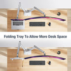 AVLT Laptop & 40 Inch Monitor Arm Pole Top Mount with USB-C USB-A Ports-Gray, VESA Compatible, Supports 26.4 lbs (12 kg), Ultrawide Screen Fit, Adjustable Height, Tilt Swivel Rotate, Cable Management