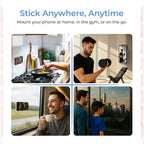 SUCKY Silicone Suction Phone Case Adhesive Mount - Anti-Slip Holder, Hands-Free Fidget Toy, Phone Accessory for iPhone and Android (Deep Black, Double V2)