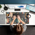 Floral Books Desk Mat Reading Desk Pad Mouse Mat XXL, Colorful Mouse Keyboard Pad Flower Bookshelf Desktop Mat, Long Computer Mats Aesthetic Desk Accessory Reader's Home Decor 31.5" x 15.7"
