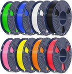 SUNLU 3D Printer Filament Bundle Multicolor PETG Filament 1.75mm, Individually Vacuum-Sealed, 2kg in Total, 0.25kg per Spool, 8 Pack, 8 Colors, Black+White+Red+Yellow+Pink+Blue+Orange+Green