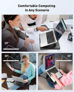 AboveTEK Adjustable Laptop Lap Desk, 3 Ergonomic Angles, PU Leather Non-Slip Surface, Heat Shield, Retractable Mouse Pad, Portable Laptop Lap pad Workstation for Bed, Sofa, Travel
