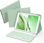 Keyboard Case for iPad 9th 8th 7th Generation Case 10.2" - 7 Colors Backlit Detachable Folio Keyboard Cover with Pencil Holder for iPad Pro 10.5" / iPad Air 3rd Gen (Green)