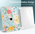 TWOLSKOO Compatible with MacBook Pro 13 inch Case 2023-2016 A2338 M2/M1 A2251 A2289 A2159 A1989 A1706, Plastic Hard Shell Cover & Keyboard Skin & Screen Protector, Abstract Flower