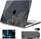 Mektron Case for MacBook Pro 16" M4 A3403 A3186 M3 A2991 M2 A2780 M1 A2485 (2021/2023/2024) Pro/Max with Touch ID, Hard Shell Plastic Laptop Cover Keyboard Cover Screen Protector, Line Chrysanthemums