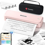 Phomemo Portable Printers Wireless for Travel Upgraded,M834 Bluetooth Thermal Printer 8.5" x 11"& A4 Size,Inkless Mobile Printer with Carry Case for Travel,Office,School,Car,Home,Pink
