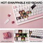 EPOMAKER QK81 75% Wireless Mechanical Gaming Keyboard, QMK/VIA Programmable and Hot-Swappable, 81 Keys with Metal Knob, 2.4Ghz/BT/USB, Creamy Gasket-Mount, RGB Backlight (White, Flamingo Switch)
