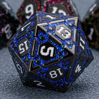 DND Metal Dice Set, Polyhedral Dice Set for RPG D&D Dice with Cracks Dungeons and Dragons Dice Set for RPG TTRPG D&D Die with Gift Case(Black Nickel 7 Colors)