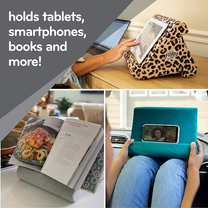 Flippy Tablet Pillow Stand and Holder for Lap, Desk and Bed, Multi-Angle with Storage, Compatible with Kindle, Fire, Samsung Galaxy (Nebbiolo Red)