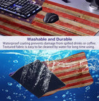 Patriot Wood Grain American Flag Extended Large Gaming Computer Mouse Pad, Suitable for Home Office and Study Keyboard Mouse Pad 35.4 x 15.7 x 0.12 Inches