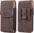 Universal Phone Holster Phone Pouch Case Belt Clip Belt Loops Card Slot Faux Leather for Man iPhone 17/16/15pro max,16/15Plus,Samsung S25 24 S23 S22 Ultra (Brown&Yellow, XL(6.6"x3.4"x0.8"))