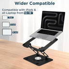 Uncaged Ergonomics Swivel Laptop Stand for Desk, Adjustable Computer iPad Stand for Desk w/ 360 Rotation, Portable Laptop Holder for Home Office Ergonomic Supplies (Black)