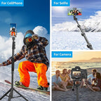 64" Phone Selfie Stick Tripod - Extendable 3 in 1 Aluminum Cell Phone Tripod Stand with Wireless Remote, Lightweight Phone Holder, Portable Travel Tripod for Phone Camera