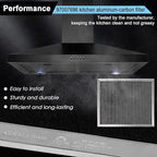 97007696 Charcoal Filter Replacement for Range Hood 41F Grease Filter 6105c 8-3/4" x 10-1/2" Aluminum Mesh Charcoal Carbon Filter Compatible with Most Brand Stove Vents -4 PACKS by Fetechmate