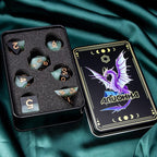 ARUOHHA Sharp Edges Dice Set DND Handmade Resin Dice with Gift Box, 7 Pcs Glitter Inclusions Polyhedral Dice RPG Role Playing Games D and D Dice with Box