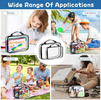 8 Pcs Toy Storage Bags, Clear PVC Zippered Organizing Bags with Handles, Travel Waterproof Organizer for Small Items Building Blocks Puzzle Board Games(13.2x9.4x2.4 In, 9x6.3x2.4 In)