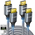 ARISKEEN 8K HDMI Cable 3FT 2-Pack, 48Gbps High Speed HDMI 2.1 Cable, 8K 60Hz, 4K 120Hz 144Hz Support for HDR 10, HDCP 2.2 2.3, eARC, DTS:X, Braided HDMI Cord Compatible with Laptop/HDTV - 3 Feet