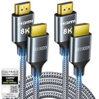 ARISKEEN 8K HDMI Cable 3FT 2-Pack, 48Gbps High Speed HDMI 2.1 Cable, 8K 60Hz, 4K 120Hz 144Hz Support for HDR 10, HDCP 2.2 2.3, eARC, DTS:X, Braided HDMI Cord Compatible with Laptop/HDTV - 3 Feet