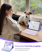 Folio Keyboard Case for iPad 10th Gen 10.9 inch (2022) and iPad 11th (A16, 2025), Magnetic Wireless Detachable Keyboard, 7-Color Backlight, Thin & Light, Pencil Holder (Purple)