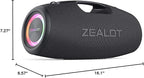 ZEALOT Bluetooth Speaker,120W Wireless Outdoor Speaker with Subwoofer,IP67 Waterproof with LED Light,Bluetooth 5.2 for Camping,Beach,Gifts(Black)