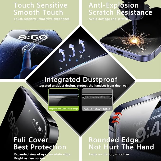 (2-Pack Anti Blue Light Matte Screen Protector for iPhone X/XS/11 Pro (5.8-Inch),9H Tempered Glass,Anti-Glare,Full Coverage,Anti-Fingerprint,Auto Dust Removal,Bubble-Free