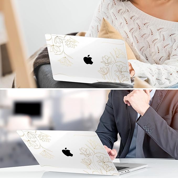 TWOLSKOO Compatible with M4 MacBook Air 15 inch Case 2025-2023 Released Model M4 A3241 M3 A3114 M2 A2941, Plastic Hard Shell & Screen Protector & Keyboard Cover & Trackpad Film, Florals X449