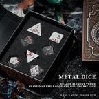 Metal Dice Set D&D, HNCCESG Polyhedral Dice 7 Piece Dice Dragon Metallic DND Dice Set for Dungeons and Dragon RPG Tabletop Game(Matte Silver Red Dragon)