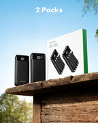 2 Packs Portable Chargers with Built in Cables, 2PCS Slim 10000mAh Travel Essentials Battery Pack 6 Outputs 3A Power Banks for iPhone Samsung Pixel LG Moto iPad