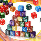 Poen 100 Pcs 16mm Dice Set Bulk, 6 Sided Standard Colored Dices with Numbers, D6 Polyhedral Games Dice for Board Games, Parties (Classic Color)